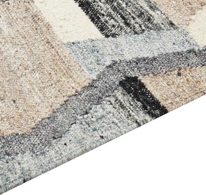 Kelim-Teppich Wolle bunt 160 x 230 cm handgewebt geometrisches Muster Aygezard