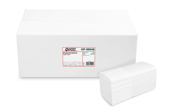 Quicky Papierhandtuch, Z-Interfold, 21 x 31,5 cm, 2lag, hochweiss, 3200 Blatt, 1er Pack (1 x 1 Stück