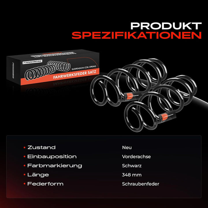Frankberg 2x Federn Fahrwerksfeder Vorne Kompatibel mit Superb II 3T4 3T5 2008-2015 P.a.s.s.a.t 357