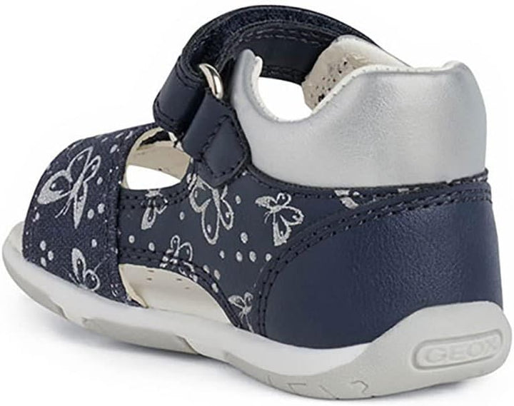 Geox Baby-Mädchen B Sandal Tapuz Girl Erste Schritte 21 EU Navy Silver, 21 EU Navy Silver