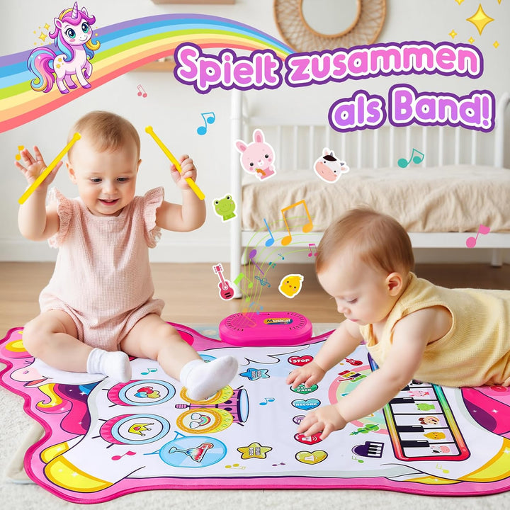 Baby Spielzeug Ab 1 2 Jahre Mädchen, Einhorn 3-in-1 Musikmatte Mit 8 Tiergeräuschen, 10 Demoliedern