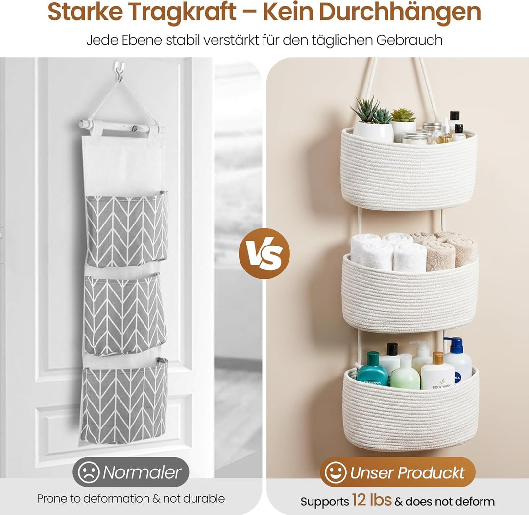 Hängender Organizer, Hängeorganizer Mit Haken, Wand Hängen Tasche Zum3-Tier, Hängeregal Stoff Wand a