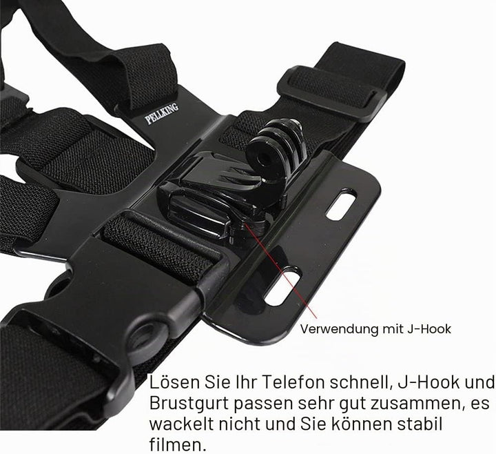 PellKing Handy-Brustgurt-Halterung, Handy-Clip, Action-Kamera, POV für Samsung iPhone Plus etc
