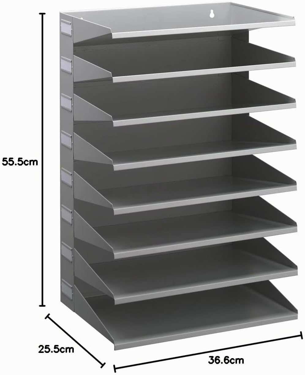Durable Sortierreck (mit 8 Ablagefächern), für Tisch oder Wand, grau, 336110 Grau 8 Fächer, Grau 8 F