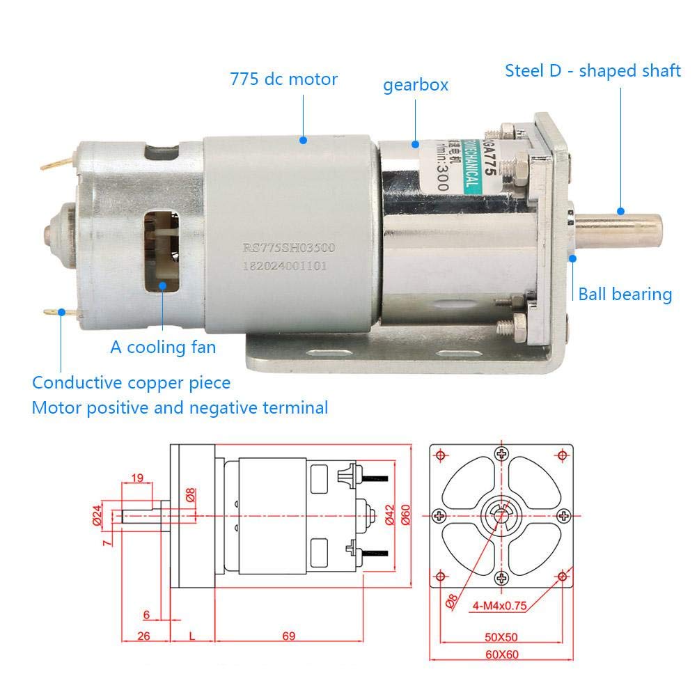 Mikro-DC-Getriebemotor, XD-42GA775 DC12V / 24V Mikro-DC-Getriebemotor Motor mit grossem Drehmoment u