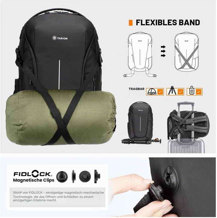 TARION 3-in-1 Kamerarucksack Wasserdichter Fotorucksack Spiegelreflex DSLR Rucksack mit 15,6 Zoll La
