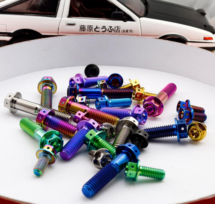 RISON Titanium Bolzen M8x1.25x25mm Titan Flansch Schrauben TC4 Titan Schrauben Sechskantschraube gol