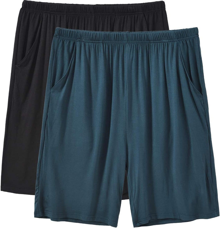 MoFiz Pyjamahose Herren Schlafanzughose Kurz Modal Schlafshorts Weit Loungewear S 2 Pack-02, S 2 Pac