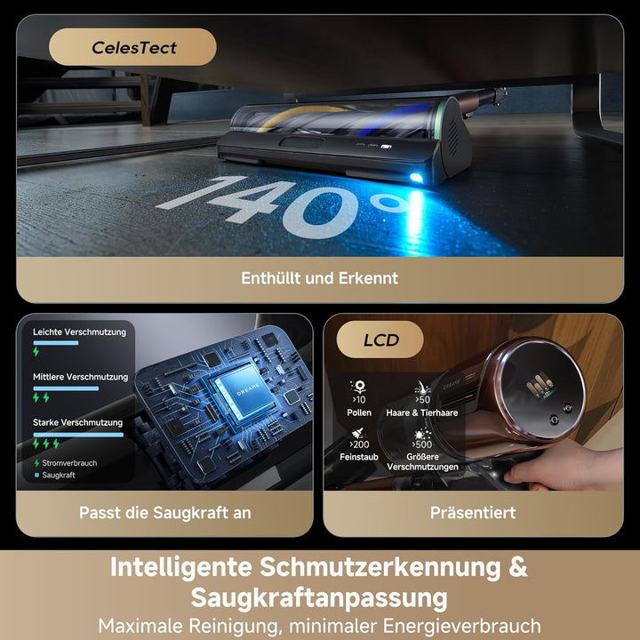 dreame V30 Kabelloser Staubsauger, Kantenreinigung 0 mm, 30.000 PA / 330 AW, ohne Verheddern, für Ho