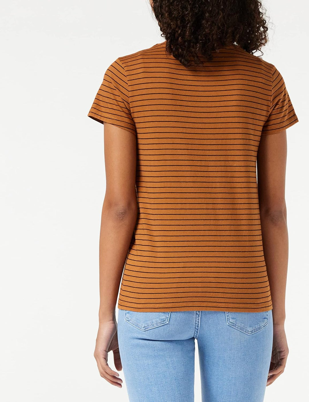 Levi's Damen The Perfect Tee T-Shirt, Striped Chesthit Logo XS Glazed Ginger, XS Glazed Ginger