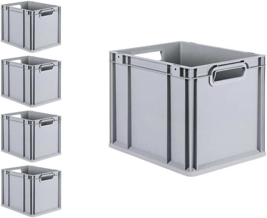 PROREGAL SuperSparSet 5x Eurobox NextGen Grip | HxBxT 32x30x40cm | 30 Liter | Griffe offen | Glatter