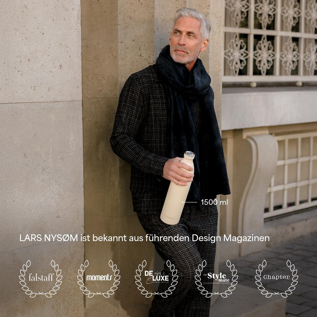 LARS NYSØM Edelstahl Trinkflasche 350ml, 500ml, 750ml, 1L, 1 5 liter | Thermosflasche Kohlensäure ge