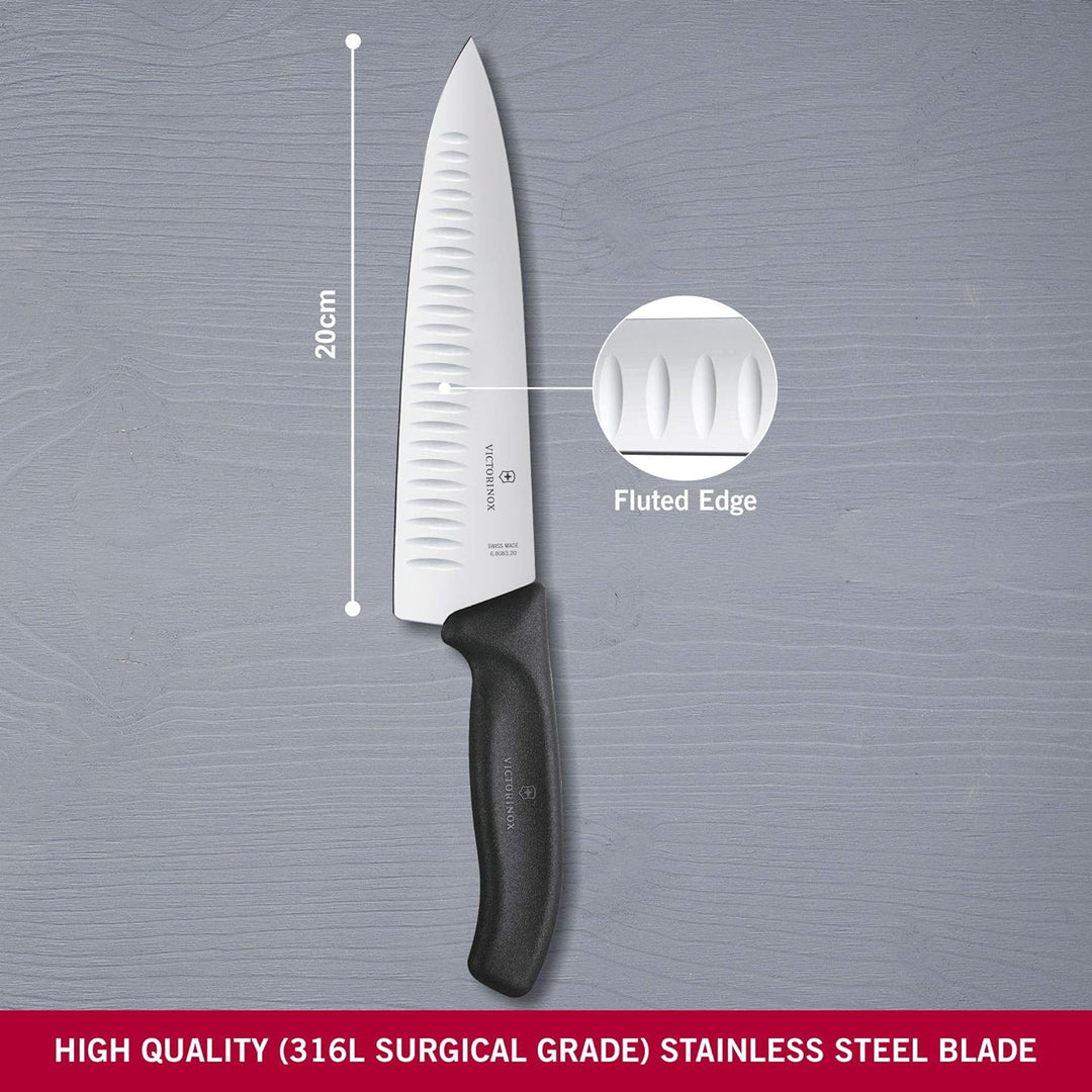 Victorinox, Swiss Classic, Profi Tranchiermesser, Extra Scharfe Klinge, Kullenschliff, 20 cm, Robust