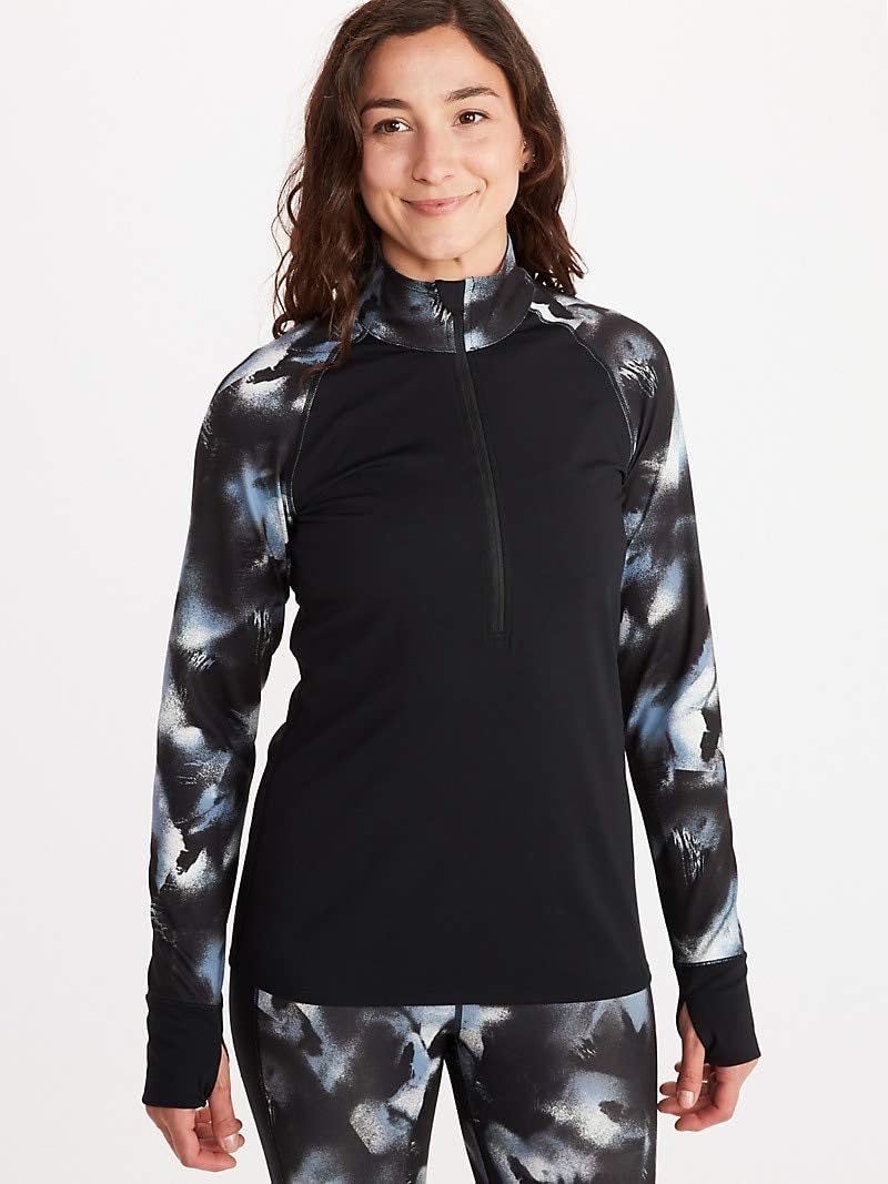Marmot Damen Baselayer 1/2 Zip Unterhemd XL Black/Solstice, XL Black/Solstice