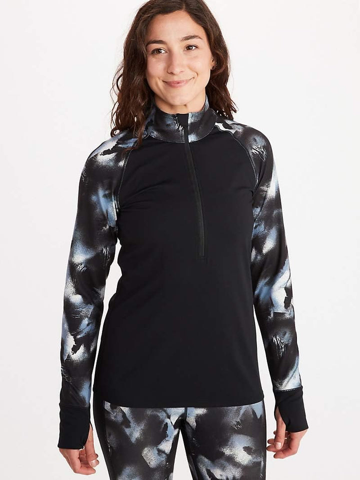 Marmot Damen Baselayer 1/2 Zip Unterhemd XL Black/Solstice, XL Black/Solstice