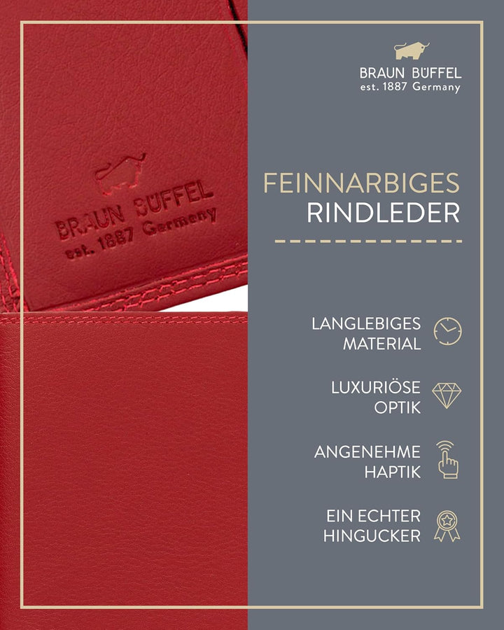 BRAUN BÜFFEL Ausweisetui aus echtem Leder Golf 2.0-4 Kartenfächer - Rot, Rot