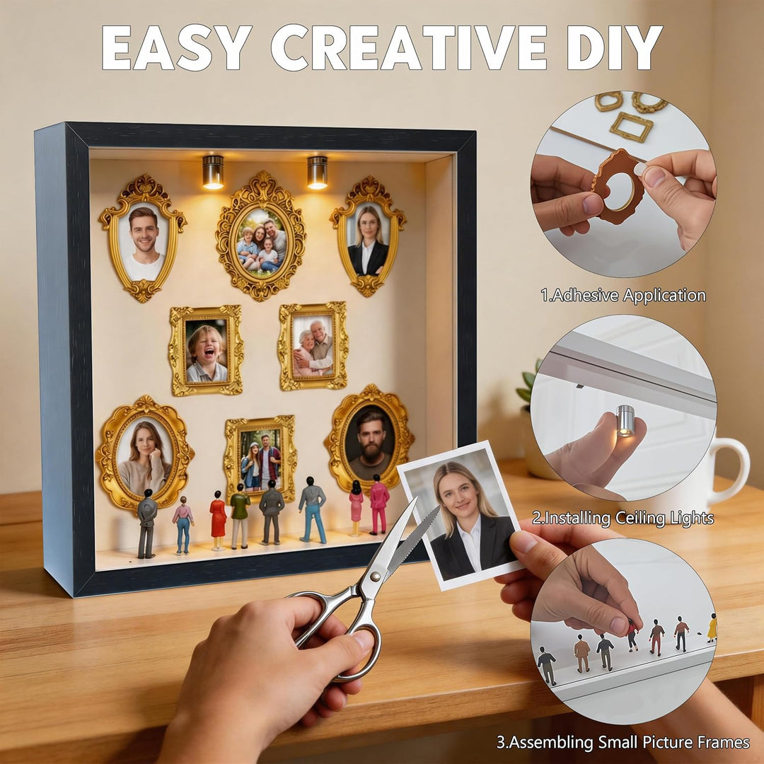DIY Mini Museum Silhouette Box, Mini Menschen Figuren Museum mit Mini Bilderrahmen Vintage & Miniatu