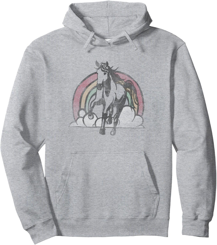 Retro Rainbow Horse Vintage Faded Pullover Hoodie