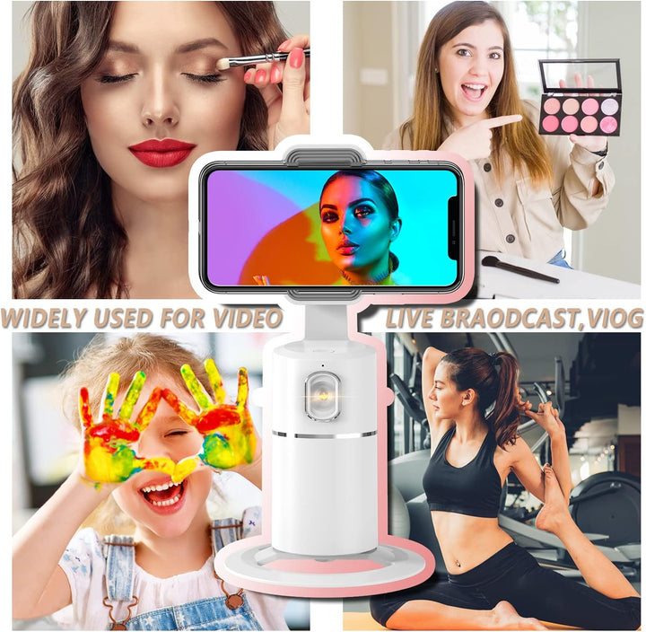 Handyhalterung für Smartphone,360 ° Drehbar Gesichts Tracker【Keine APP Erforderlich】 Selfie Stick,Ge