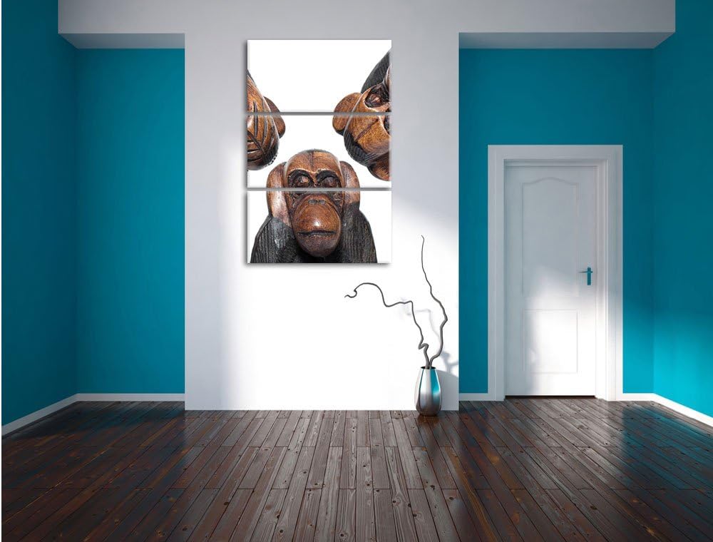 Pixxprint Nichts hören Nichts sehen Nichts Sagen Skelette 3-Teiler Leinwandbild 120x80 Bild auf Lein