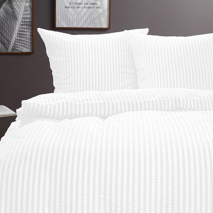 fleuresse gewebte Seersucker Bettwäsche Rio 443342 155x220 cm + 80x80 cm Weiss, 155x220 cm + 80x80 c