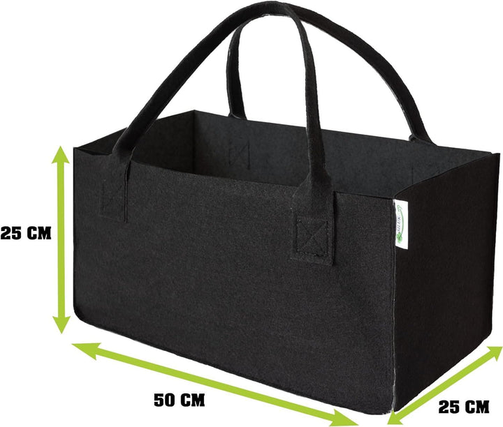 2 Stück Filztaschen Schwarz Einkaufstasche Einkaufskorb Kaminholztasche Kaminholzkorb Filz Zeitungss