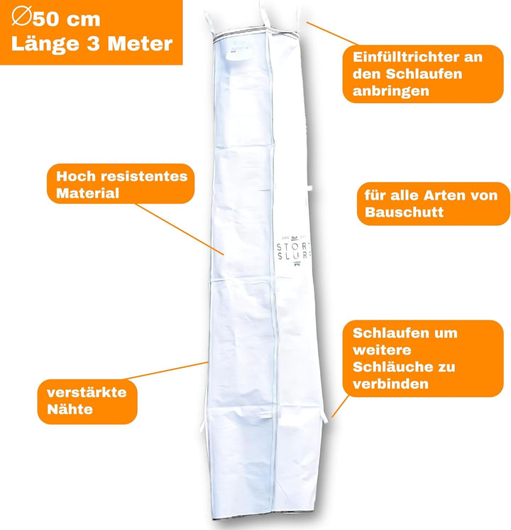 6m flexible Bauschuttrutsche/Stortslurf/inkl. Einfülltrichter, 4x Spanngurt und 20 Säcke/Schuttrohr