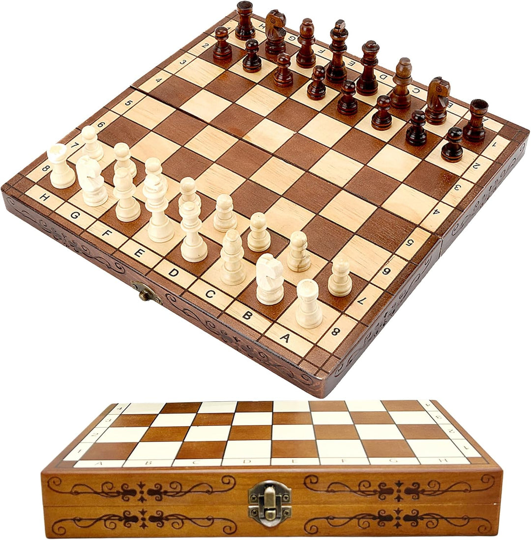 Syrace Schachspiel Schach Schachbrett aus Holz für Kinder und Erwachsene, Zusammenklappbar, Handgefe