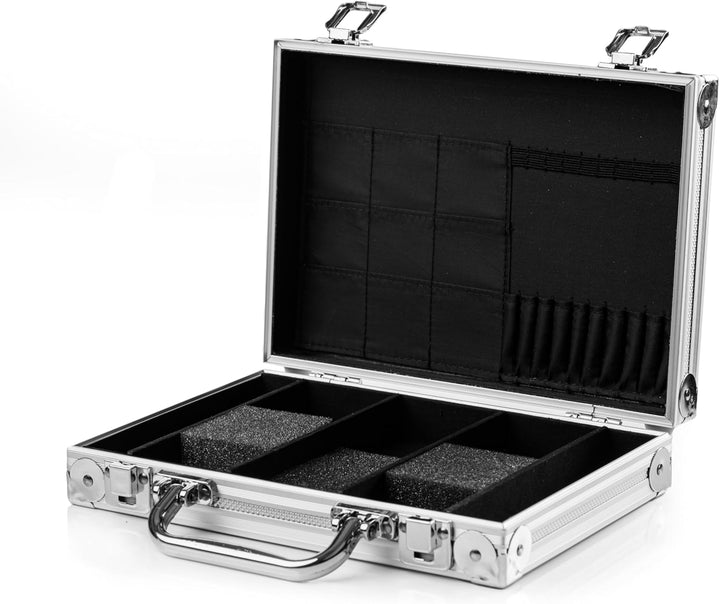 Karella Dartkoffer Alu PAK, grosses Profi Dartcase für 4 Satz Darts, Fächer für Zubehör, robust mit