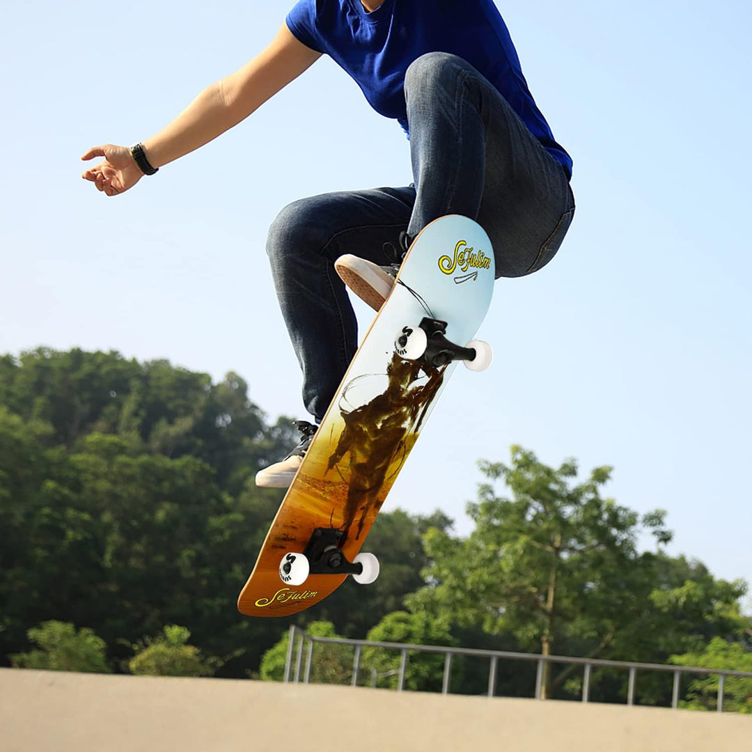 Sefulim Skateboard Adult Komplettboard 31 x 8 Zoll£¬ mit ABEC-7 Kugellager 7 Layer Ahorn f¨¹r Anf?ng