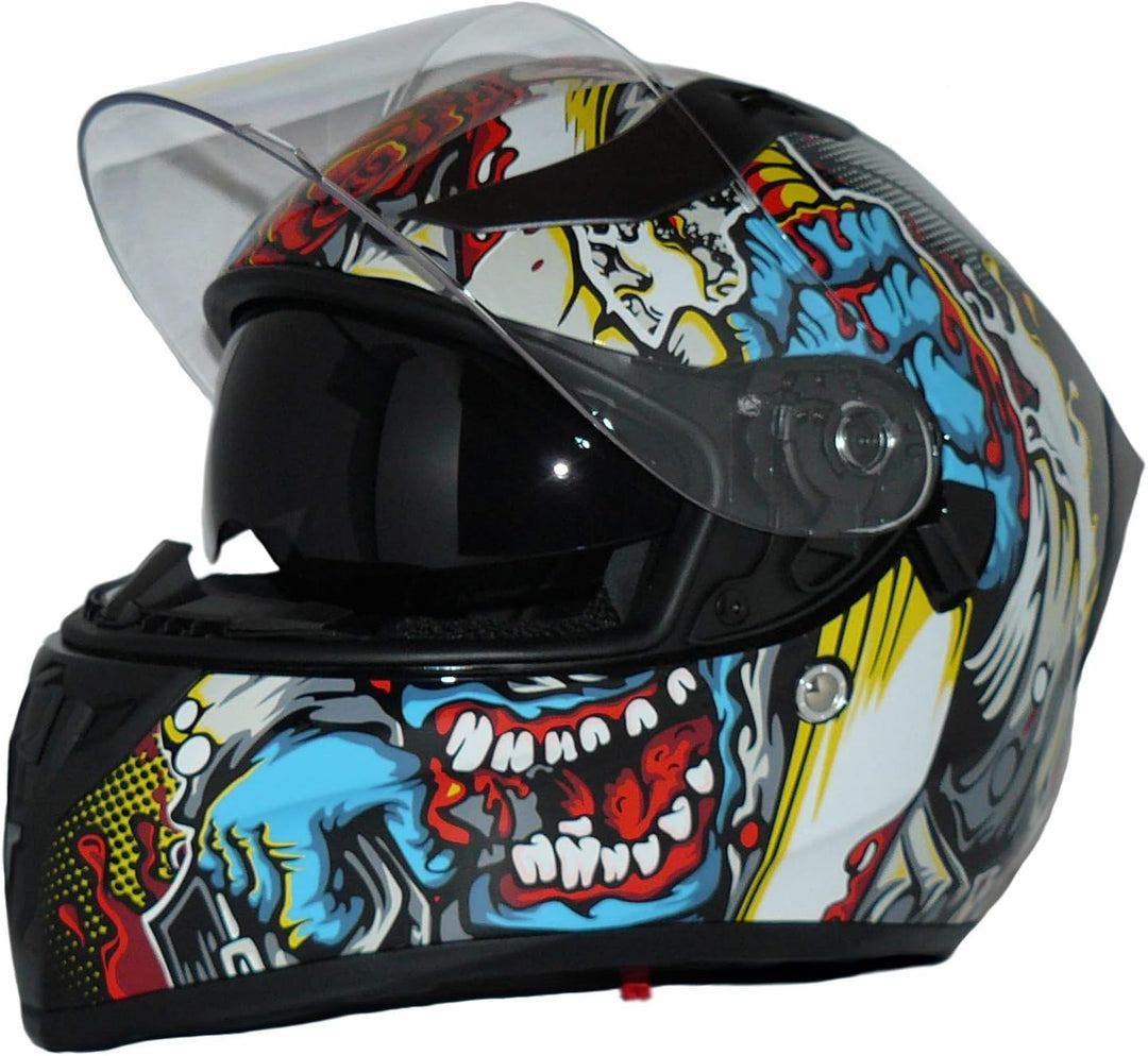 Protectwear Motorradintegralhelm Integralhelm mit integrierter Sonnenblende und klappbarem Visier V1