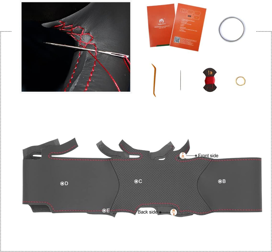 MEWANT Lenkradbezug für Opel Astra (H) / Signum/Vectra (C) Hand Nähen Lenkradhülle aus Echtleder&Sue
