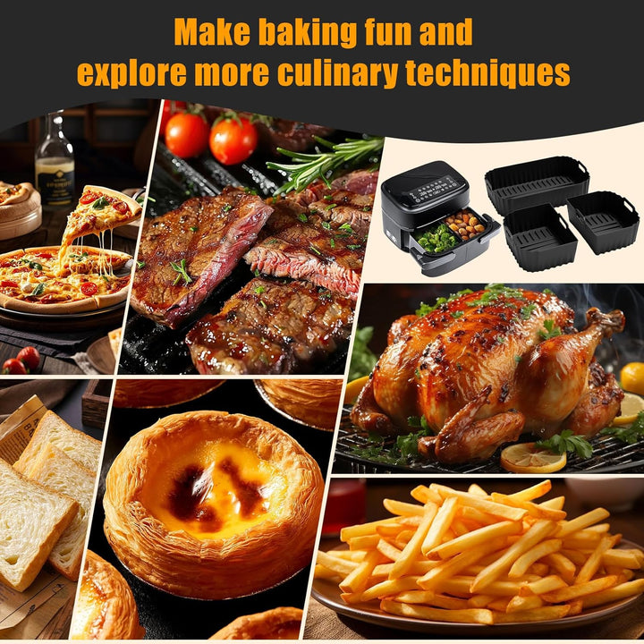 Heissluftfritteuse Zubehör für Philips Airfryer Dual Flexbasket 1000 Series 7,1L, 3Pcs Airfryer Sili