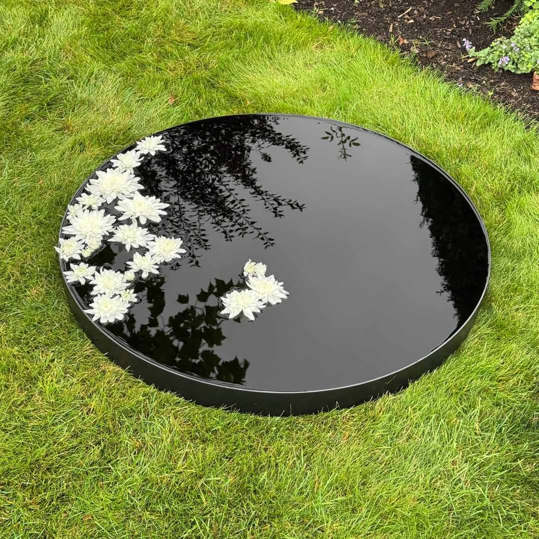 Wasserschale/Wasserspiegel Rund 80, Gartendekoration für Terrasse und Rasen, Dekorative Schachtabdec