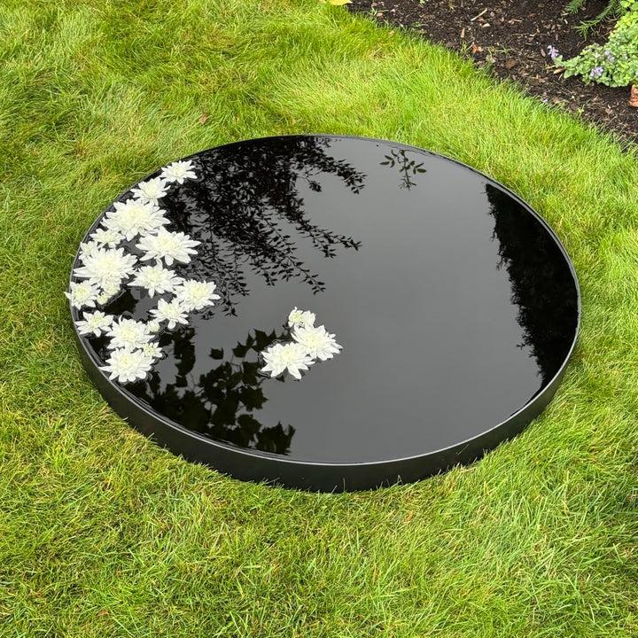 Wasserschale/Wasserspiegel Rund 80, Gartendekoration für Terrasse und Rasen, Dekorative Schachtabdec