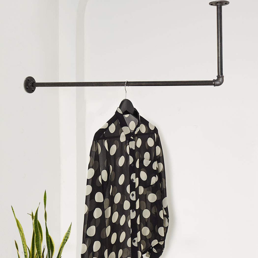 Kleiderstange Deckenmontage Wandmontage schwarz - Garderobenstange div. Grössen z.B. 120 x 20 cm - G