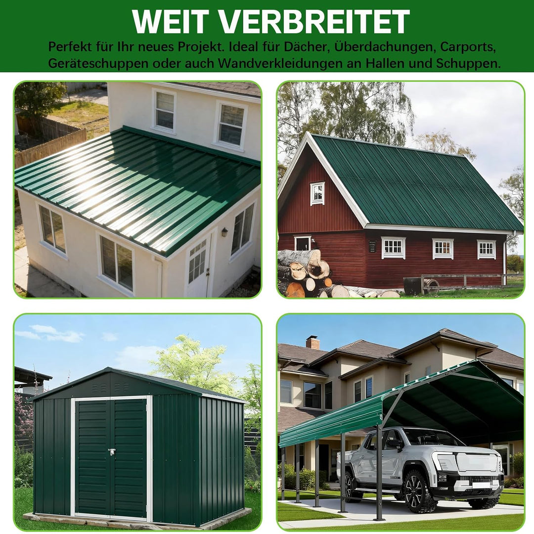 Warmfay® Profilblech Trapezblech 12er Set, 115×45 cm (6,21 m²), Wetterfest Rostresistent Verzinkte W
