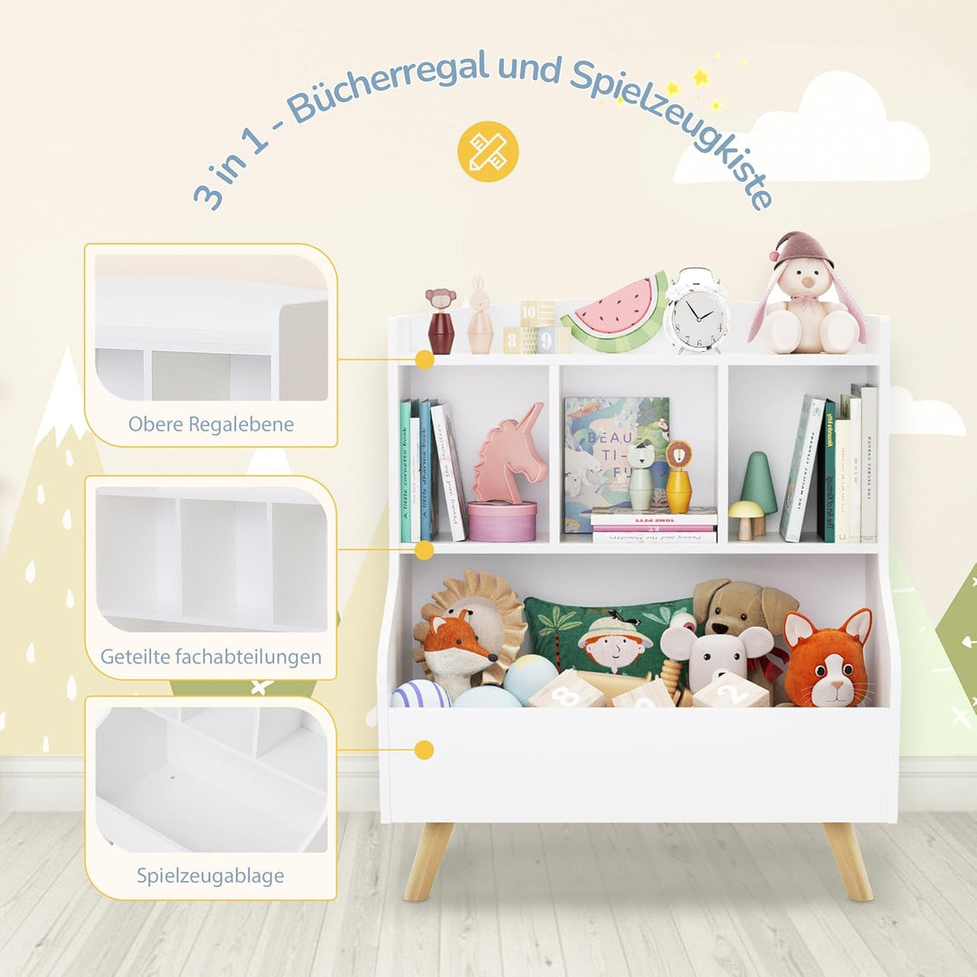 LUE BONA Kinderregal,Bücherregal Regal Aufbewahrungsregal für Kinder,Standregal 3 Stockwerk der Offe