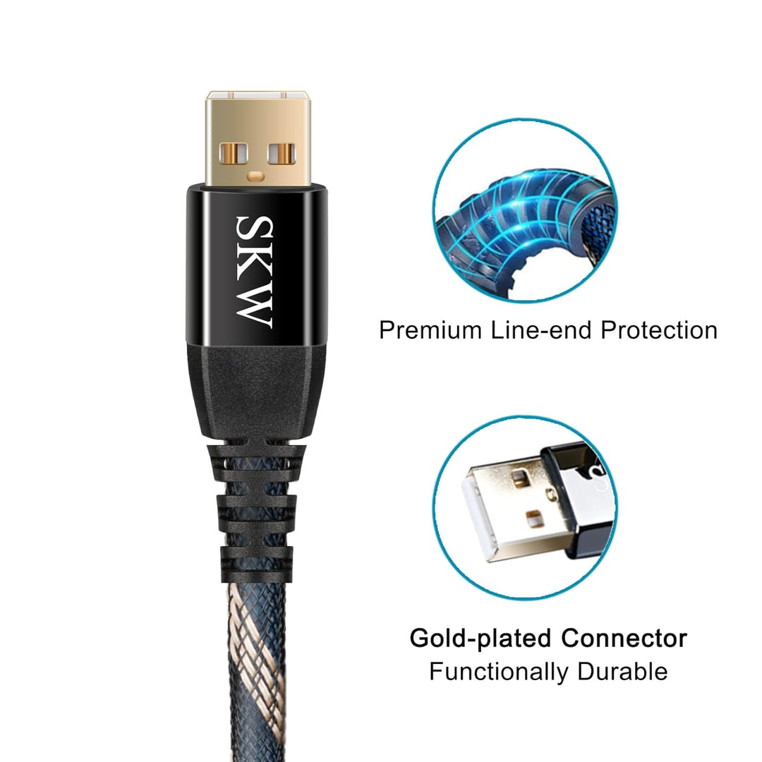SKW USB Druckerkabel-1M, Scanner Kabel USB A auf USB B 2.0 Drucker Kabel für Computer, Soundkarte, D