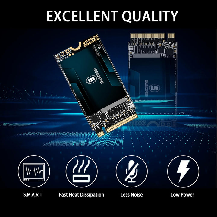 SSD 512GB M.2 2242 NVMe 42mm PCIe Gen 3.0x4， Lesen bis zu 2.200MB/s, Festplatte Interne Solid State