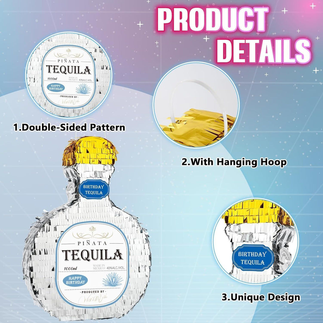WERNNSAI Tequila Flaschen Piñata – Tequila Cheers Party Piñata mit Augenbinde und Stockspiel für Erw