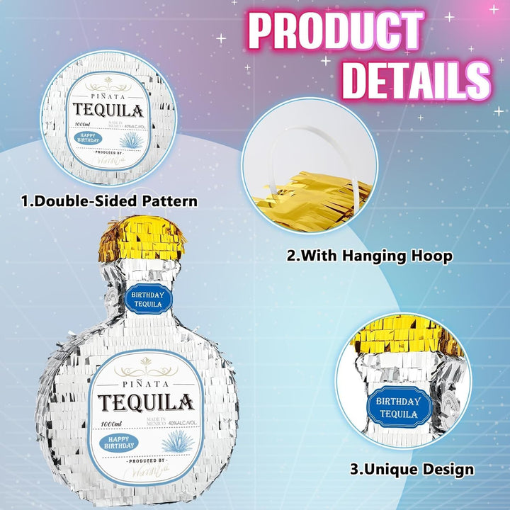 WERNNSAI Tequila Flaschen Piñata – Tequila Cheers Party Piñata mit Augenbinde und Stockspiel für Erw