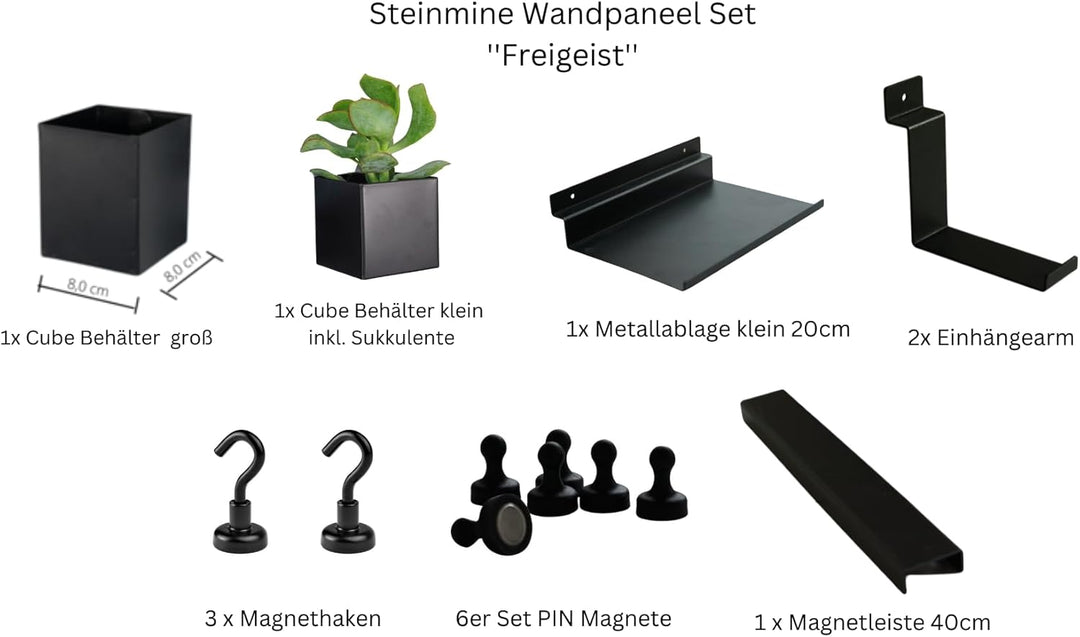 Steinmine - Designmanufaktur Zubehör-Set, Ablagen und Wandbehälter für Wandorganizer & Akustikpaneel