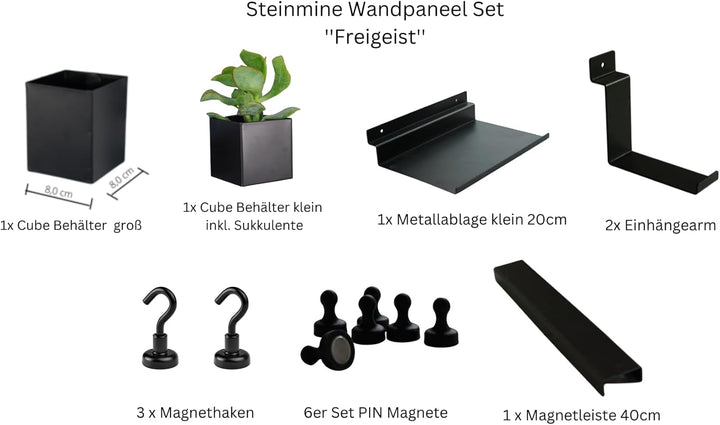 Steinmine - Designmanufaktur Zubehör-Set, Ablagen und Wandbehälter für Wandorganizer & Akustikpaneel