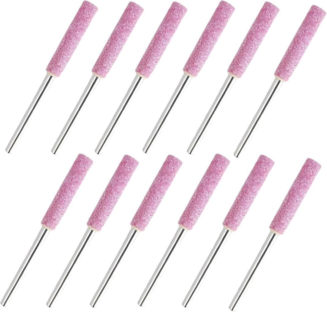12 Stück Kettensägenschärfer Schleifstein-Feilen, 4,8 mm Keramik-Schleifkopf, 3 mm Metallschaft, für