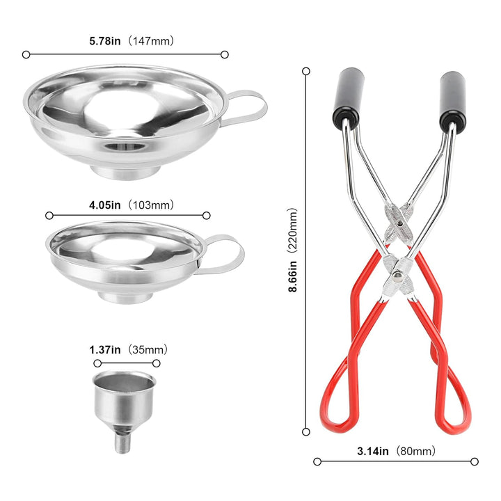 4 Stück Trichter Edelstahl, Einfülltrichter Trichter Set, Marmeladentrichter Einfülltrichter mit Gri