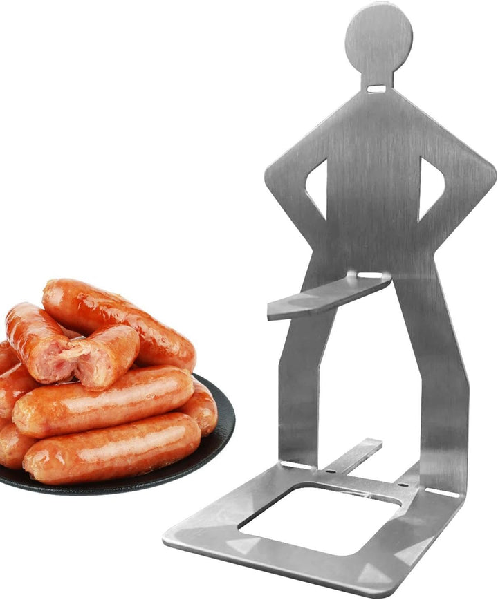 2 Stück Edelstahl BBQ Wursthalter | Spoof BBQ Wursthalter | Kreativer Stehender Mann Wurst Grill Rac