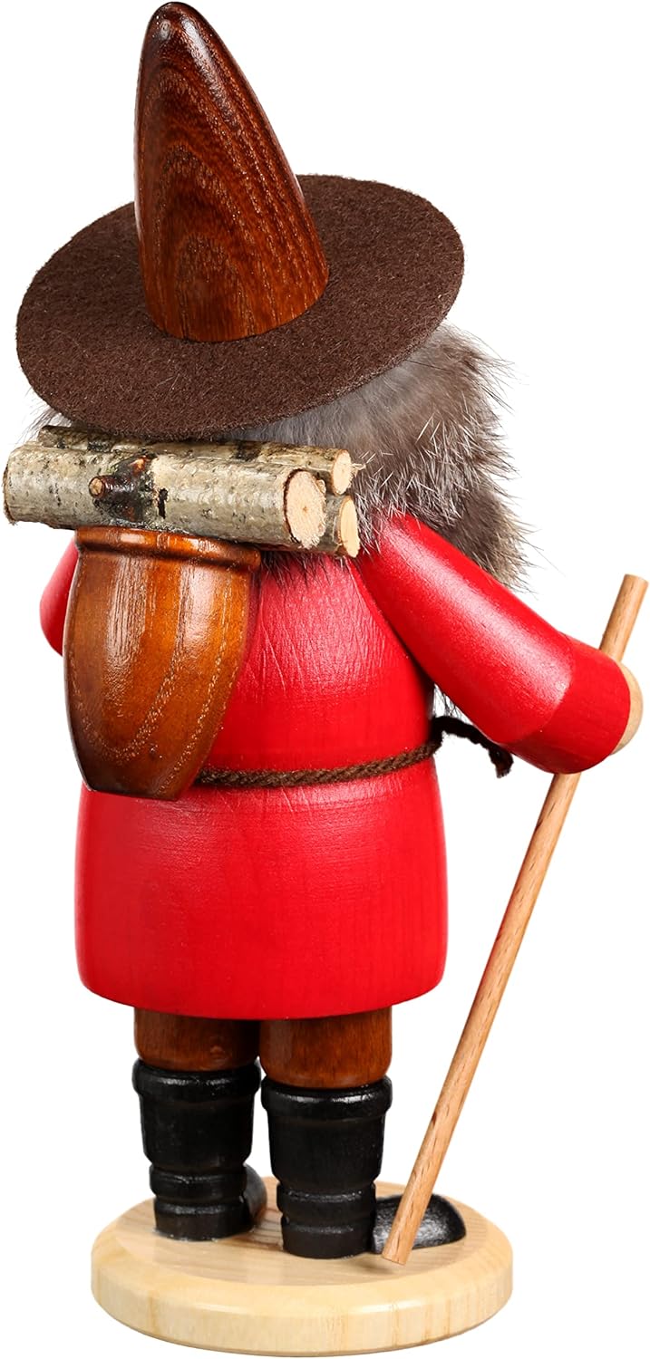 DWU Original Erzgebirgischer Räuchermann® Wichtel Holzsammler rot 949