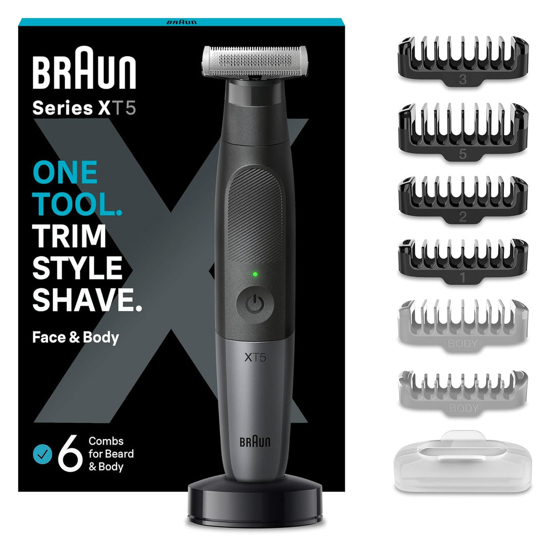 Braun Series X Barttrimmer/ Bodygroomer / Elektrorasierer Herren / Haarschneidemaschine Profi, 6 Auf