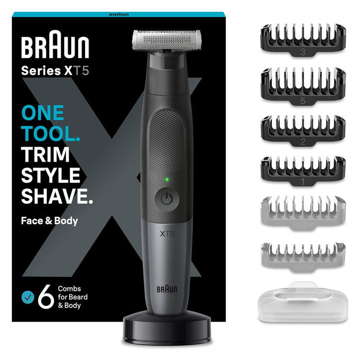 Braun Series X Barttrimmer/ Bodygroomer / Elektrorasierer Herren / Haarschneidemaschine Profi, 6 Auf